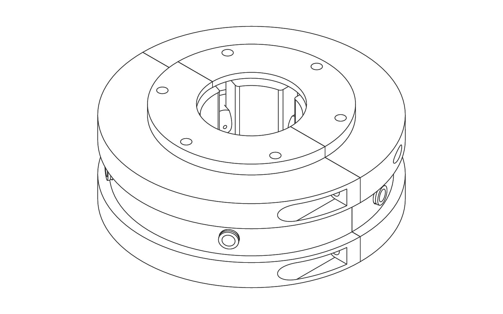 Technical line drawing of a white metal bearing assembly
